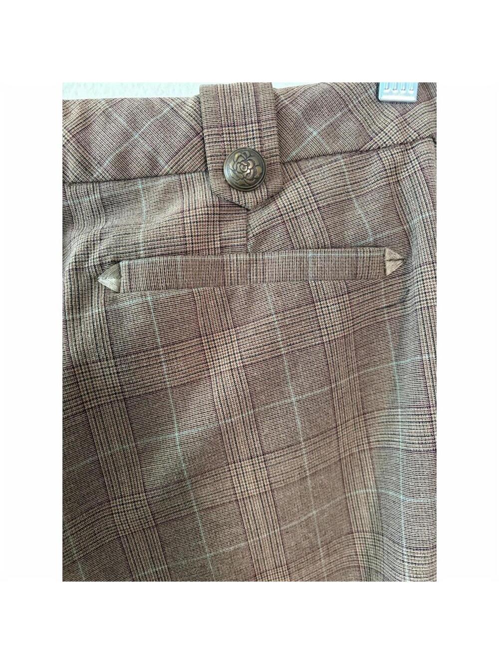 Vintage GUESS Pants Womens Size 27 Brown Plaid Low Rise Stretch Bootcut - Picture 3 of 7